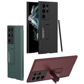 Samsung S23 Ultra Luxury Back Cover & Case With Stand - Black, Green, Silver & Burgundy Colours-kickstand